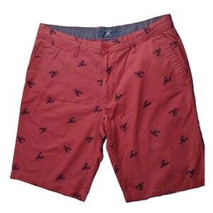 Beverly Hills Polo Club Mens Lobster Shorts Size 36 Red And Navy 4th July Chinos